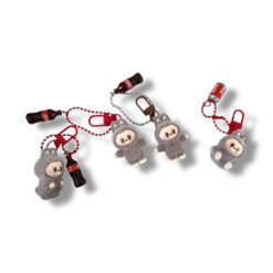 آویز لابوبو با لباس خرگوشی و کوکاکولا - قهوه ای