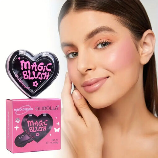 رژگونه حرارتی جادویی مشکی با افکت تغییر رنگ olibolla تست روی صورت