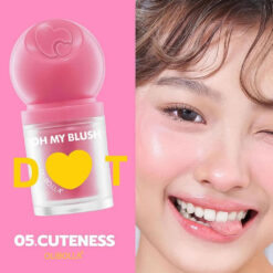 رژ‌گونه مایع مات Olibolla - رنگ cuteness روی صورت