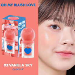 رژ‌گونه مایع مات Olibolla - رنگ vanilla sky روی صورت