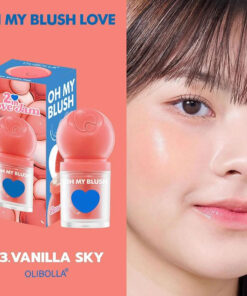 رژ‌گونه مایع مات Olibolla - رنگ vanilla sky روی صورت