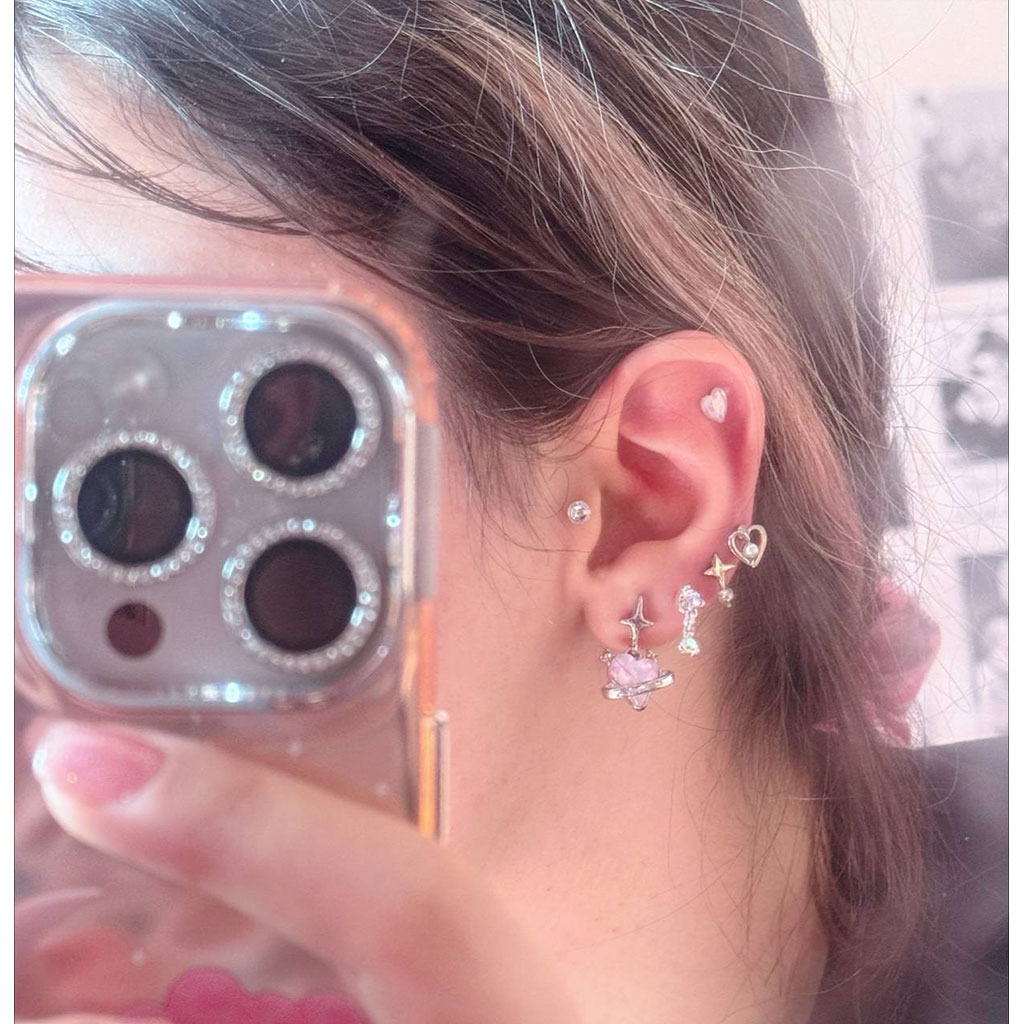 ست ۶ تکه گوشواره قلبی سوزنی - تصویر 3