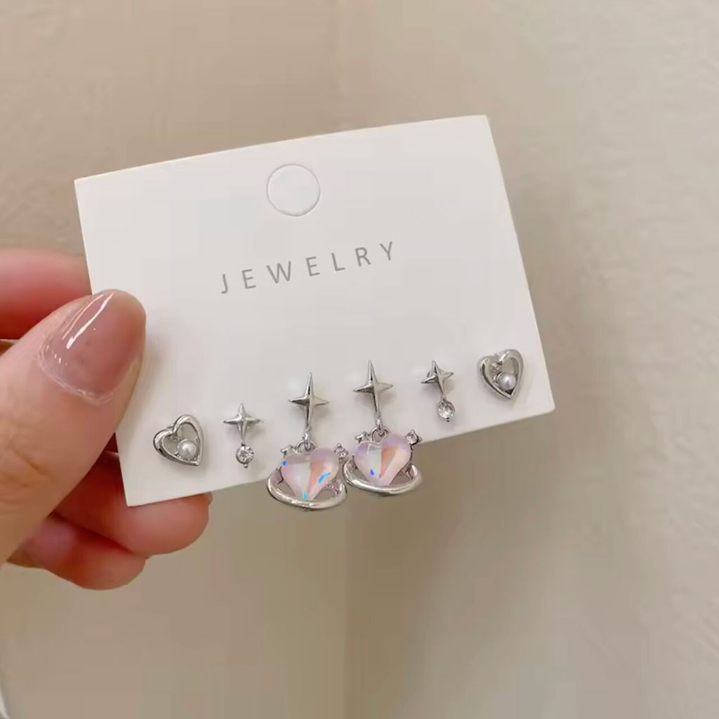 ست ۶ تکه گوشواره قلبی سوزنی - تصویر 7